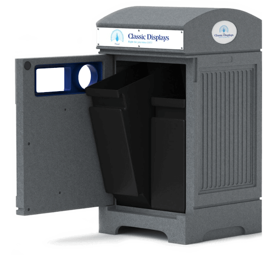 outdoor waste can with sign Classic Displays